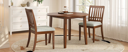 3-Piece Round Dining Table Set for 2 People, 1 Folding Wood Dining Table + 2 Upholstered Chairs – Model N752S000618D