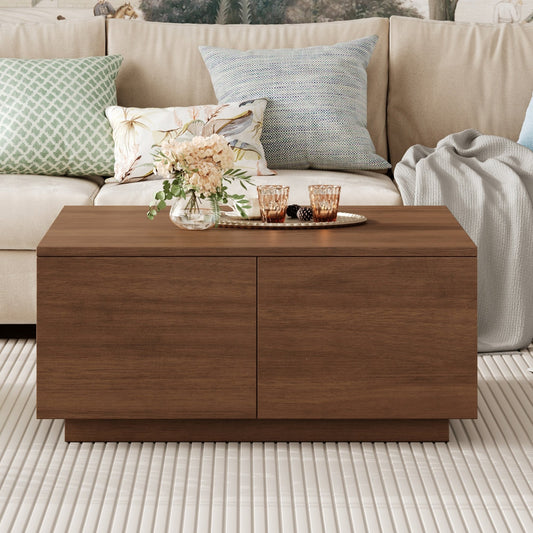 33.25" Square Coffee Table with 4 Drawers, Walnut
