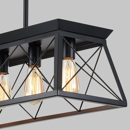 5-Light Farmhouse Chandeliers for Dining Room, Rustic Kitchen Island Lighting Pendant Light for Kitchen Dining Room Black(No Bulbs)