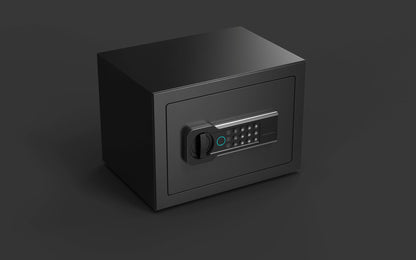 0.6 Cubic Feet Small Safe Box, Fingerprint & Digital Keypad Lock, Steel Security Cabinet for Valuables Storage, Black