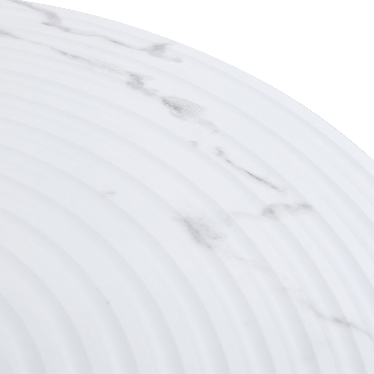 31.5 Inch Elegant White Marble Pattern Round Dining Table - Suction Molding Annular Texture