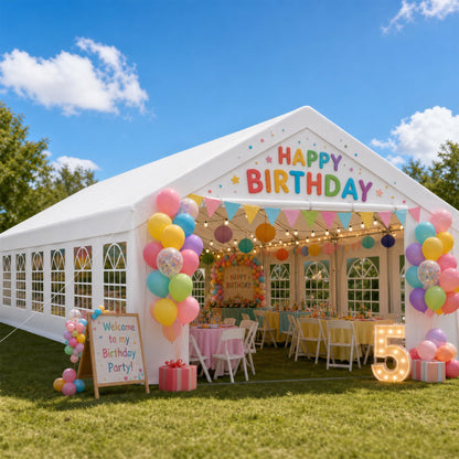 20x50 FT Heavy Duty Carport, Outdoor Garage Canopy with Reinforced Steel Frame & Waterproof Tarp, Double Doors & Transparent PVC Windows – For Car, SUV, Truck, Boat, Party, Market, Wedding