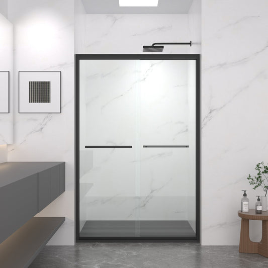 44-48'x72" Aluminum Frame Double Sliding Shower Door, Bypass Bathroom Sliding Door with Premium 5/16" Clear Tempered Glass