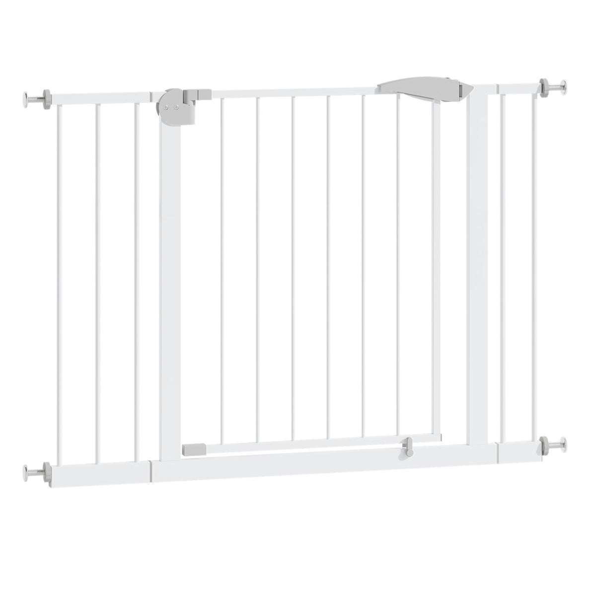 29.5-44.1" Wide Baby Gate for Stairs, Dog Gate Indoor for Doorways, No Drilling Pressure Mounted Pet Gates for Kids, Easy Walk Through Safety Gate, White
