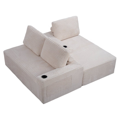 104 Inch Cloud Sectional Couch, Modern Modular Sectional Sofa with Deep Seat, Corduroy Boneless Couches with L-Shape Chaise – Model W5515S00022