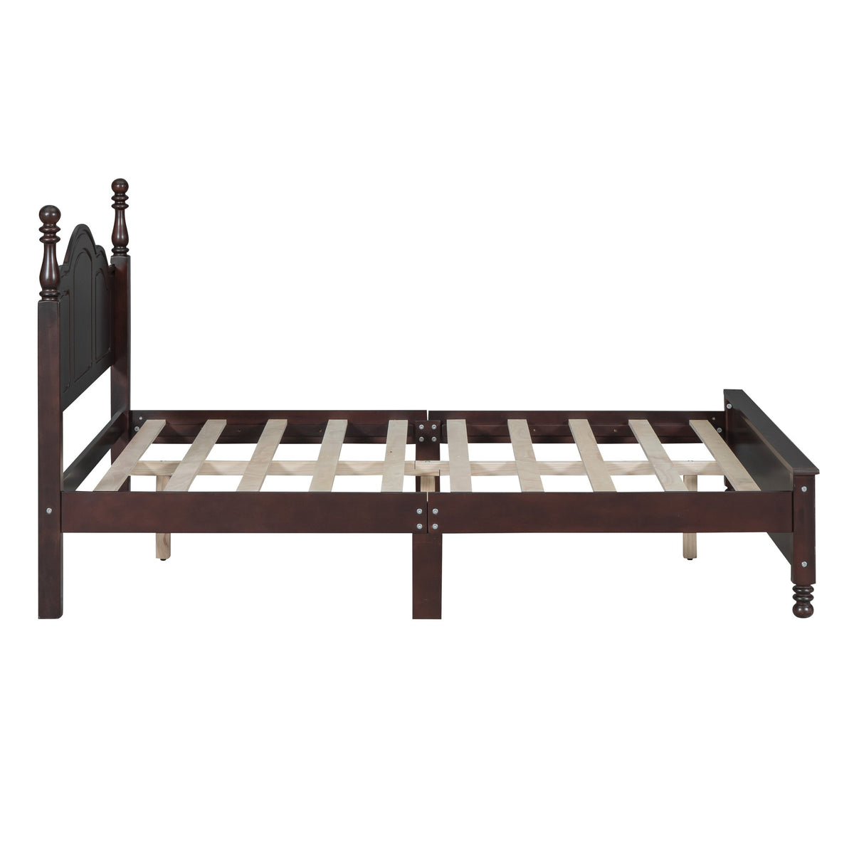 3-Pieces Bedroom Sets, Full Size Wood Platform Bed and Two Nightstands-Dark Walnut