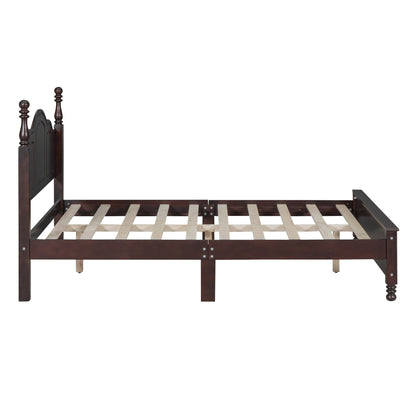 3-Pieces Bedroom Sets, Full Size Wood Platform Bed and Two Nightstands-Dark Walnut