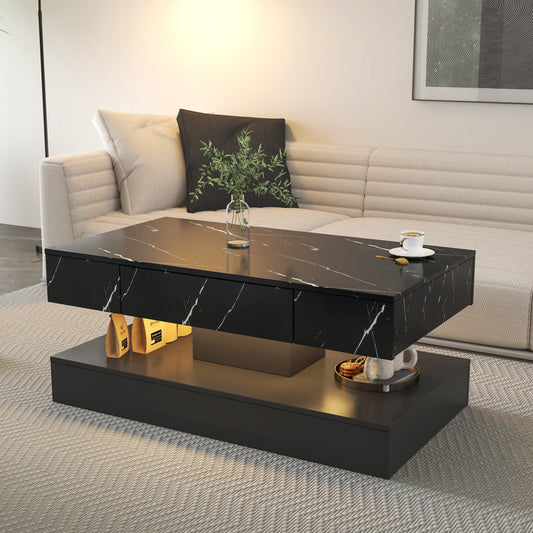16.93IN High LED Coffee Table, Modern Coffee Table, Living Room Tables, Large Living Room Furniture, LED Lights