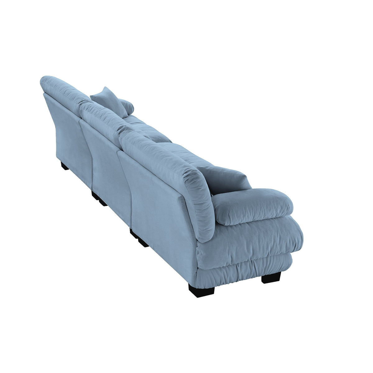 3-Seater Sectional Sofa Modular Deep Seat Sofa Couch, Chenille Sofa Soft Comfy Upholstered Furniture, Studio, Chenille Blue