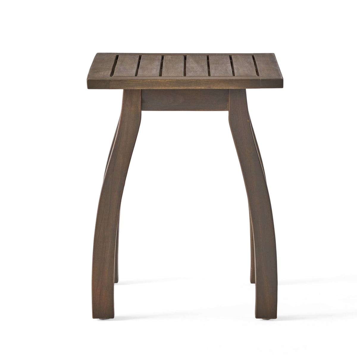 Kinesis Outdoor Side Table with Slatted Top and Wood Frame, Grey
