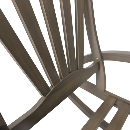 Outdoor Acacia wood Rocking Chair with Retractable foot panel,Rocker Patio Rocking Chair for Porch, Patio, Balcony,